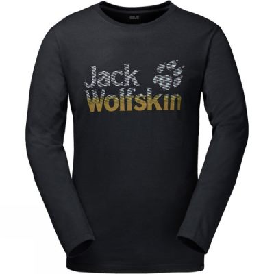 Playeras Jack Wolfskin Arctic Logo Manga Larga Hombre Negras - Chile XAV704528